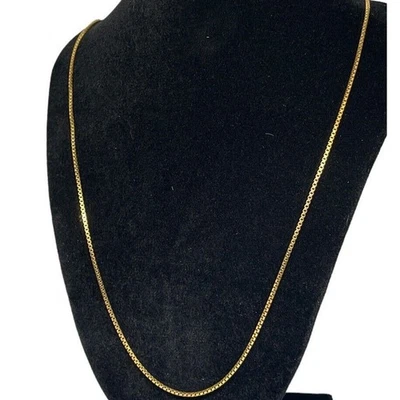 "Collar Cadena Caja Vermeil Oro 18K 24"" Delicado Elegante Moda Moderno Elegante Nuevo con Etiquetas" Foto 1 de 4