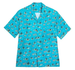 NWT Disney Parks Holiday All Over Christmas Short Sleeve Button Shirt Mickey XS - Picture 1 of 3