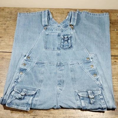 Disney Womens Bib Overalls Size Large Blue Denim Jeans Cotton Carpenter - Image 1 of 4