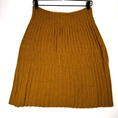 Far Away From Close Anthropologie Skirt Small Mustard Wool Blend Cable Knit Boho - Image 1 of 4