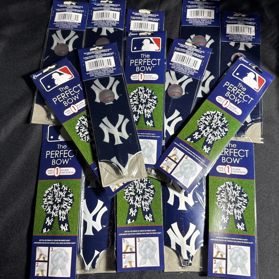 Set Of 15 NEW Berwick THE PERFECT BOW NEW YORK YANKEES 8" Wrapping Bow MLB - Image 1 of 1