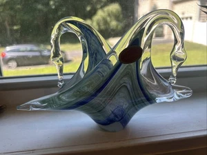 Murano Glass Napkin /Letter Holder Green Blue - Picture 1 of 6