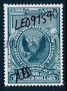 US Revenue Stamp - FIREARMS: #RY11 $200 used - Picture 1 of 4