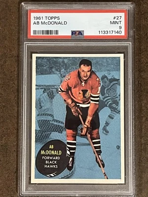 1961 Topps HK #27 PSA 9 Ab McDonald Black Hawks 27 - Image 1 of 2