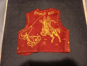 Vintage 50s 60s Bronco Bill Kids Child Cowboy Vest Costume Red - Picture 1 of 23