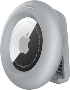 Belkin Apple AirTag Secure Holder w Clip w Spring Loaded Clip Gray - Picture 1 of 9