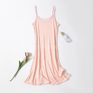 Lady Sleeveless Silk Cami Slips Lingerie Nightshirt Full Slip Dress Loungewear - Picture 1 of 17