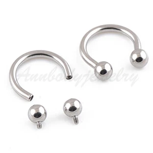 14g 16g Internally Threaded G23 Solid Titanium Horseshoe Circular Barbell - Picture 1 of 4