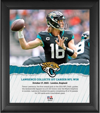 Trevor Lawrence Jacksonville Jaguars Framed 15" x 17" First NFL Win Collage Cover