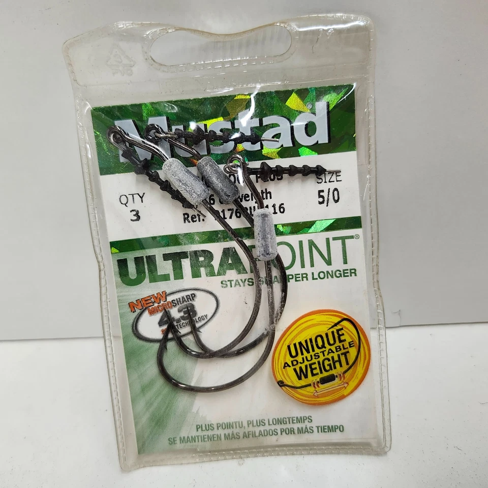 Mustad 91768UB116 Power Lock Ultra Sharp Bass Fishing Hooks 1/16oz Size 4/0 b - Image 1 of 3
