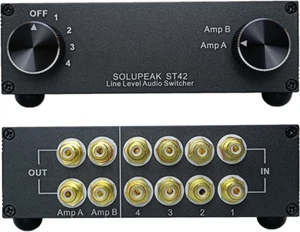 RCA Switch Stereo 4 in 1 Out Audio Signal Source Switcher Hifi Input Selector - Picture 1 of 7