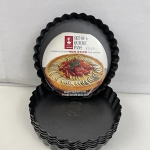 Nonstick Mini Tart Pans Set of 6 w Removable bottom Pies Quiche Tartlet NEW - Picture 1 of 6