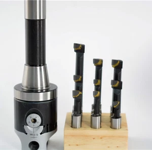 9 Stck. 12 mm Hartmetall Bohrstangen + F1-12 2"" Bohrkopf Set + R8 7/16-20 1-1/2""-18 - Bild 1 von 8