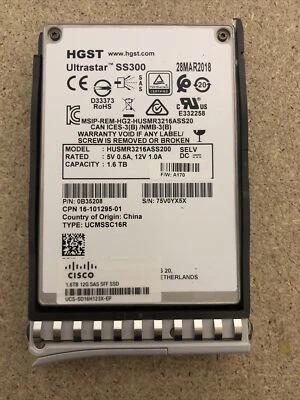 CISCO UCS 1.6TB SAS 12G 2.5'' SSD SOLID STATE DRIVE UCS-SD16H123X-EP - Image 1 of 2