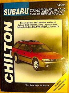 Subaru Legacy Impreza Loyale Outback Brat 85-96 Chilton Repair Manual 64302 -VG!