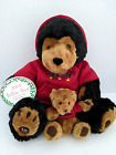 Vintage 2003 Belkie Weihnachten Teddybär mit rotem Hoodie & Cub "New Friend"