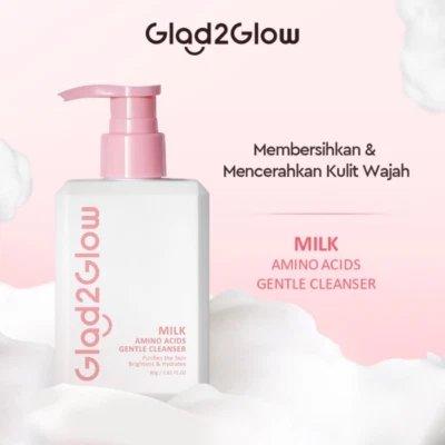 Glad2Glow Milk AminoAcid Gentle Cleanser Face Wash 80ml Free Shipping World Wide - Image 1 of 3