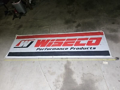 WISECO PISTONS  HUGE Banner Motocross Dirtbike Racing Track Sponsor 117 x 36 in - Image 1 of 4