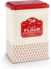 Originals Plain Flour Storage Tin, White-Red, 18.5L X 9W X 12H Cm