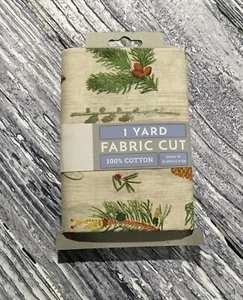 Woodland Chart Pinecones Pine Nuts Conifers Needles David Textiles Pre-cut 1 YD - Picture 1 of 9