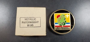 Vintage Boy Scout 1973 National Scout Jamboree Metallic Paperweight BSA - Picture 1 of 4