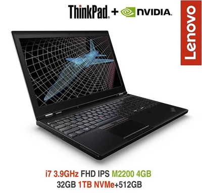 ThinkPad P51 i7 3.9GHz M2200 FHD WVA 32GB 1TB NVMe+512GB Docking Warranty P15 - Image 1 of 4