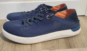 REEF SWELLSOLE NEPTUNE SHOES MENS SIZE 10.5 NAVY BLUE ORANGE CRUCH BACK HEEL EUC - Picture 1 of 12