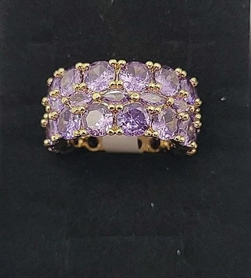 RG44145 STARRY SUMMER NIGHTS PURPLE TOPAZ CZ GOLD PLATING SZ 7 BP BOMB PARTY - Image 1 of 4