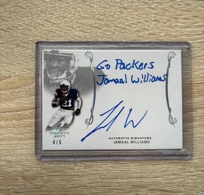 2017 Leaf Trinity Printing Jamaal Williams Rookie Auto /5 Inscription Go Packers - Image 1 of 3