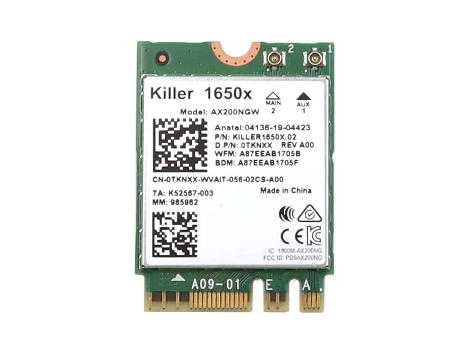 Killer Wi-Fi 6 AX1650 1650X AX200NGW 2.4Gbps Doble Banda Compatible con Bluetooth 5.1 Foto 1 de 1