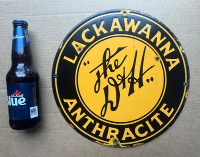 Antiguo letrero de porcelana antracita Lackawanna "carbón" 100% garantía auténtico D&H Foto 1 de 4