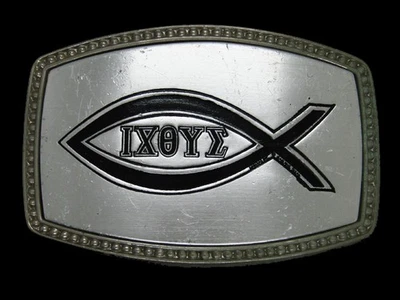 UD01174 HEBILLA CONMEMORATIVA SÍMBOLO RELIGIOSO VINTAGE AÑOS 70 *PEZ ICHTHUS* Foto 1 de 2