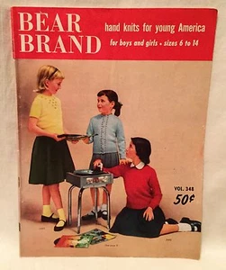 Bärenmarke handgestrickt für junge Amerika Musterbuch Größe 6 bis 14 1955 Bd. 348  - Bild 1 von 2