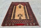 Authentic Hand knotted Vintage Pakistan Bokhara Jhaldar Wool Area Rug 3 x 2 Ft