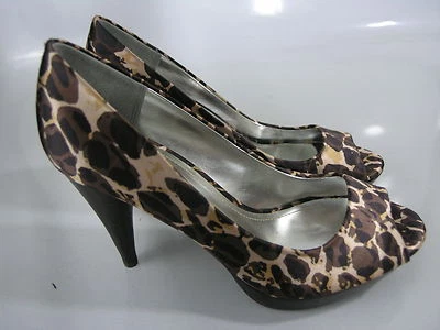 Style & Co Tacones Mujer 7 Peep Toe Zapatos Marrón Estampado Animal Nuevo Foto 1 de 4
