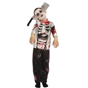 Boys Halloween Zombie Costume & Cleaver Headband Kids Fancy Dress Ghost Outfit - Picture 1 of 34