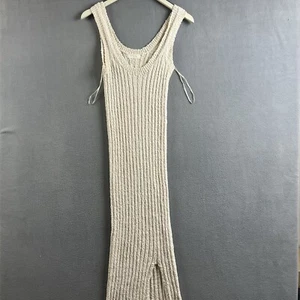 All Row Kleid Damen klein beige creme Zopfmuster volle Länge lang ärmellos - Bild 1 von 11