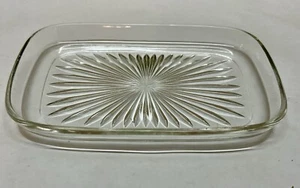 Vintage Retro Klar Kristall Pressglas Starburst Oval Form Platte Schale - Bild 1 von 4