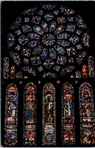 Cartolina Nord Vetro Colorato Rose della Cattedrale di Chartres, Francia - Foto 1 di 2