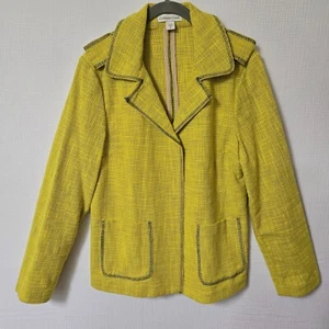 Coldwater Creek Textured Blazer Jacket Womens 8 Snap Front Yellow Career Preppy - Picture 1 of 12