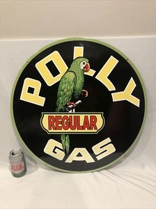 Polly Regular Gas Station 24” DSP Double Sided Porcelain Enamel Round Sign Oil - Picture 1 of 3