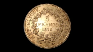 FRANCE. 5 FRANCS 1875 A. CHOICE XF. Small limited nick at reverse betwen 6 -7. - Picture 1 of 2