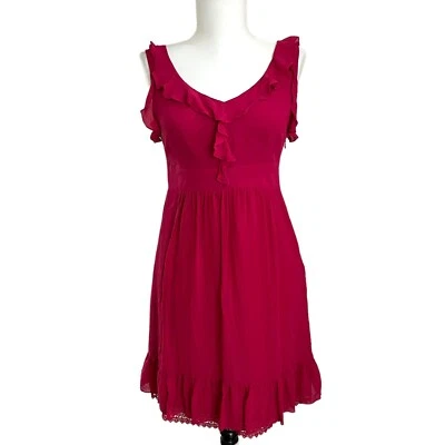 Moulinette Soeurs Silk Mini Dress Sz 2 Ruffled Babydoll Fairycore Ethereal  - Image 1 of 4