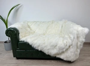 White fur blanket throw, Real fur blanket white fox blanket throw - Picture 1 of 8