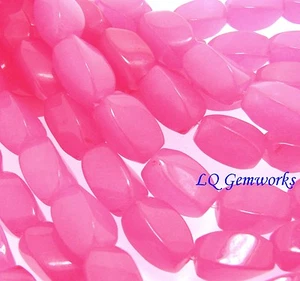 15.5" Strand PINK CANDY JADE 8x14mm Twist Beads - Picture 1 of 1