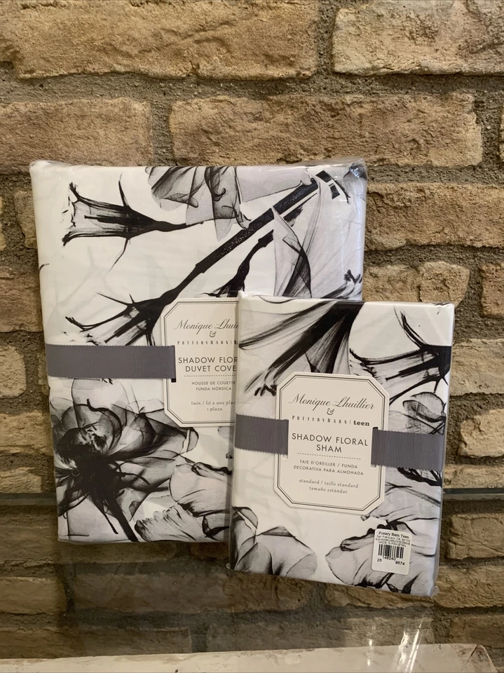 Juego de ropa de cama Pottery Barn Monique Lhuillier sombra floral tamaño doble edredón falso Foto 1 de 3