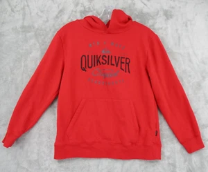 Quicksilver Sweatshirt Boys Large Hoodie Logo Pullover Outdoor Fleece Lined Red - Picture 1 of 6