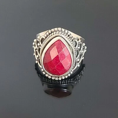 Ruby Corundum 925 Sterling Silver Handmade Ring All Size For Christmas Gift - Image 1 of 4