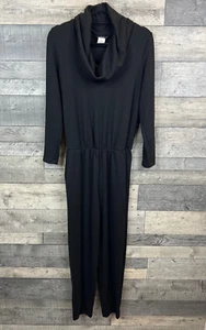 Kim & Co Jumpsuit Wasserfallausschnitt klein schwarz weich Taschen lässig kuschelig - Bild 1 von 10