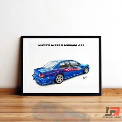 Fast and Furious car art poster: VINCE'S NISSAN MAXIMA A32 - Image 1 of 4